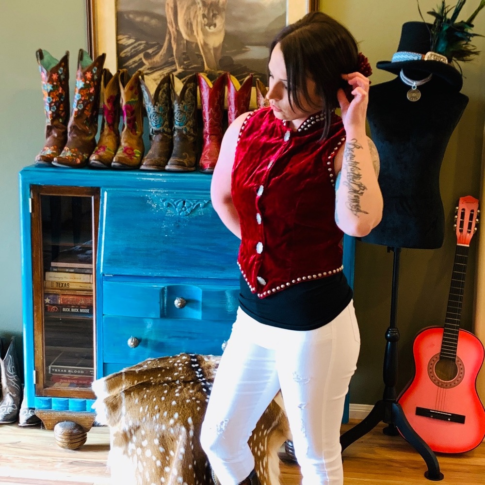 Double D Ranch Vintage Red Vest - Size Small